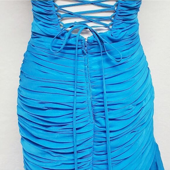 JOLI Prom Blues Ruched Sequin Beaded Bubble Hem Strapless Formal Maxi Dress 12 - Picture 14 of 16